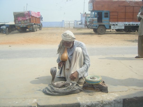 Snake charmer in India